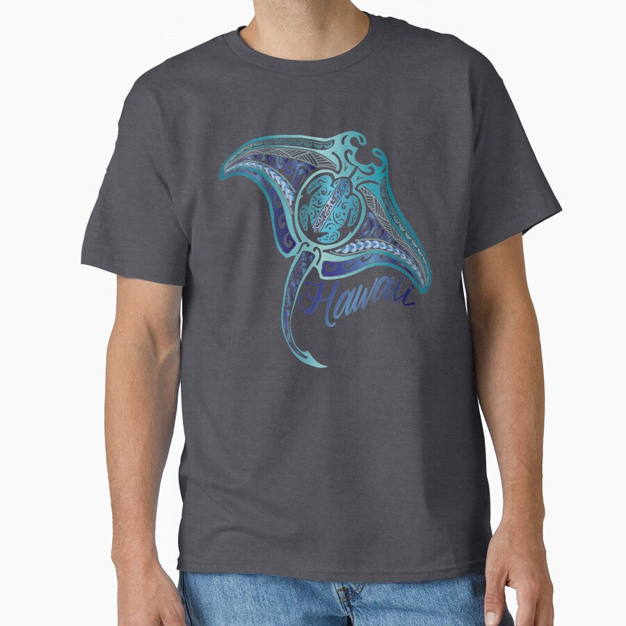 Retro Hawaiian Tribal Manta Ray by sunnthreads T-Shirts, Hoodie, Sweatshirt | BlankRebels.com (Image 1)