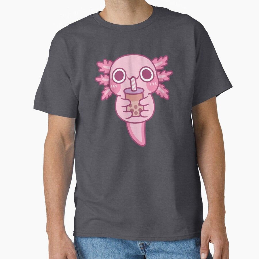 Cute Little Axolotl Drinking Bubble Tea by rustydoodle T-Shirts, Hoodie, Sweatshirt | BlankRebels.com (Image 1)