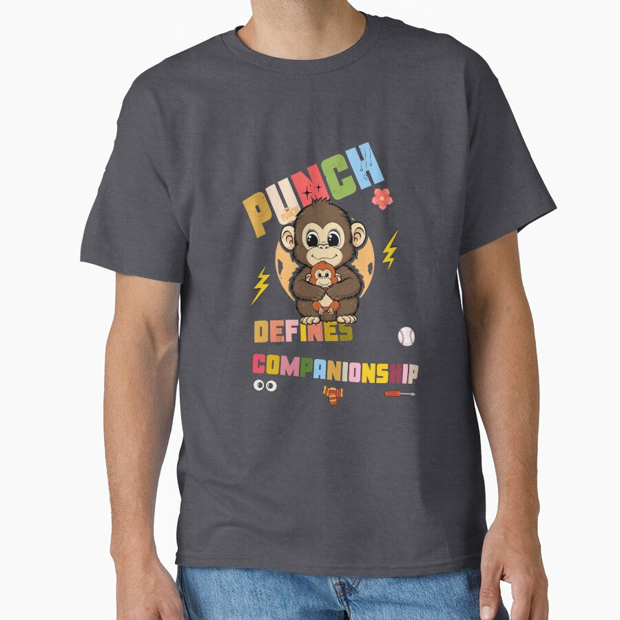 Punch the Baby Macaque – 90s Retro Confidence & Companionship Cartoon by HOUSE OF TIST T-Shirts, Hoodie, Sweatshirt (Image 1)