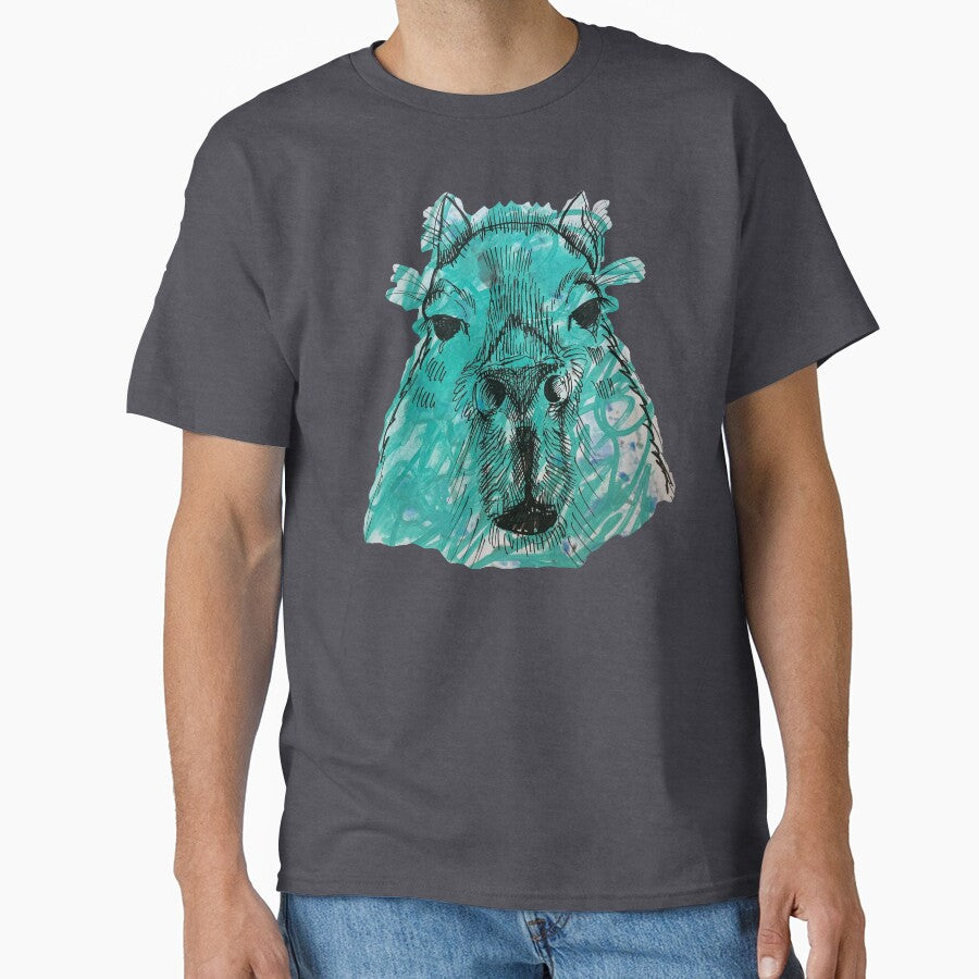 Teal Capybara Sketch Animal Art T-Shirts, Hoodie, Sweatshirt