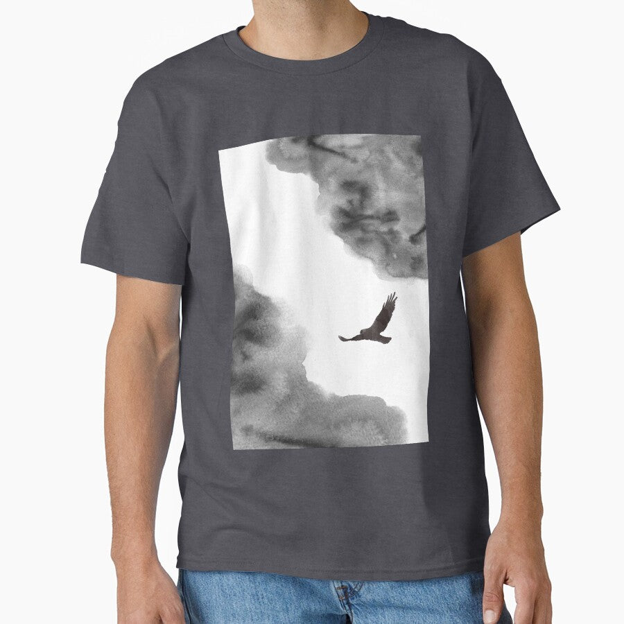 Watercolour landscape in black and white. Minimalist art bird. Abstract bedroom decor. by VDistractions... (Image 1)