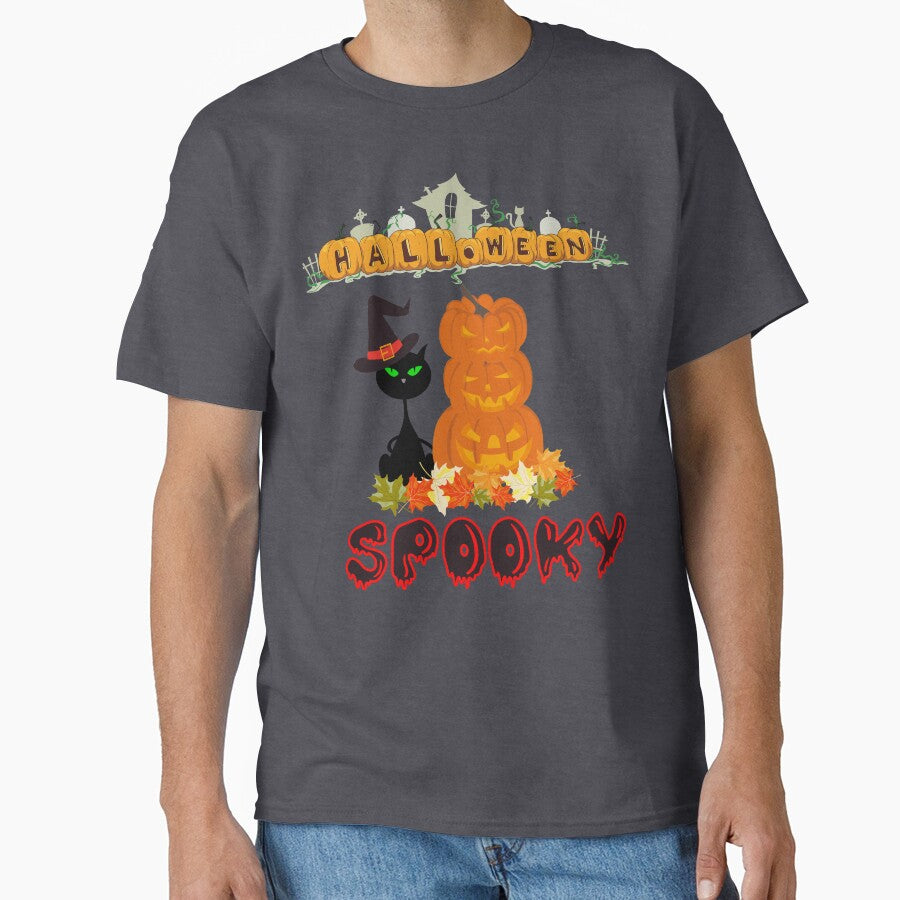 Spooky Black Cat Halloween Pumpkin 2022 by olegarh T-Shirts, Hoodie, Sweatshirt | BlankRebels.com (Image 1)