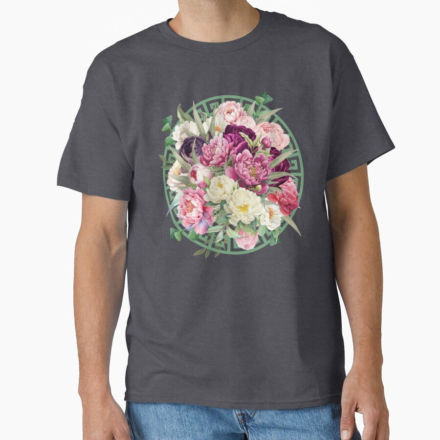 Beautiful Botanic Peonies with Leaves by PurrfectJourney T-Shirts, Hoodie, Sweatshirt | BlankRebels.com (Image 1)