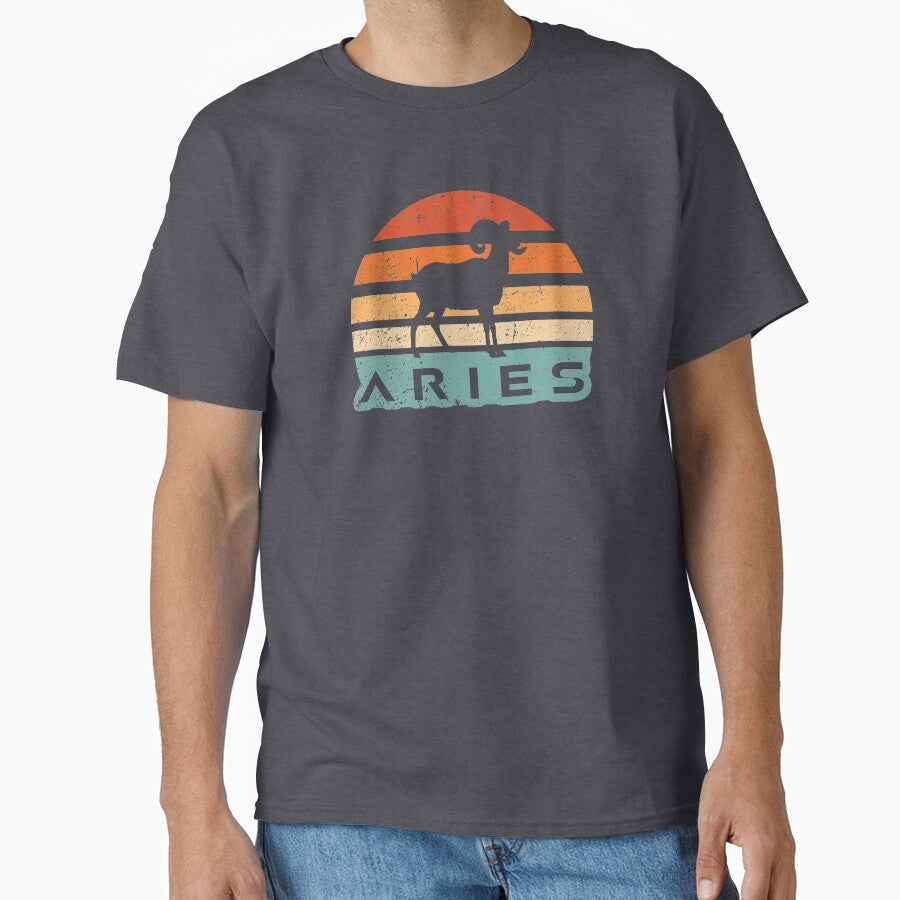 Aries Retro sun zodiac sunset by CecyLL T-Shirts, Hoodie, Sweatshirt | BlankRebels.com (Image 1)