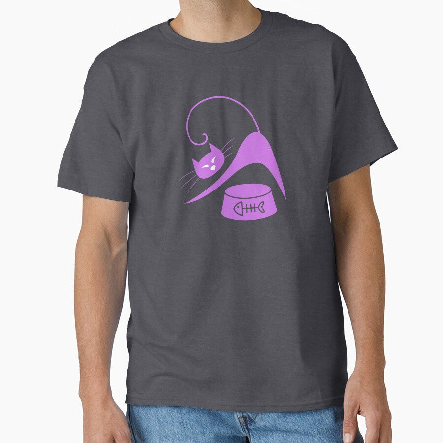 Minimal Cat & Fish Bowl – Elegant Purple Cat Art by NooHaART T-Shirts, Hoodie, Sweatshirt | BlankRebels.com (Image 1)