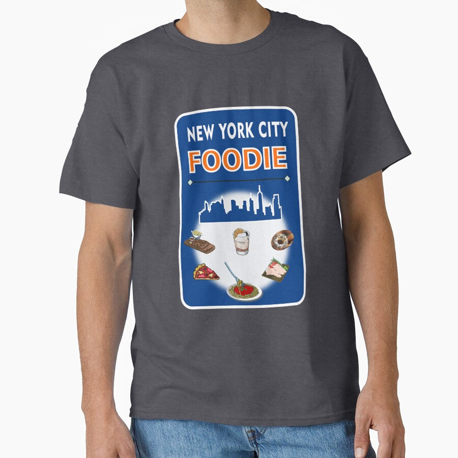 New York City  - Foodie - Blue Background by ThisNThatImages T-Shirts, Hoodie, Sweatshirt | BlankRebels.com (Image 1)