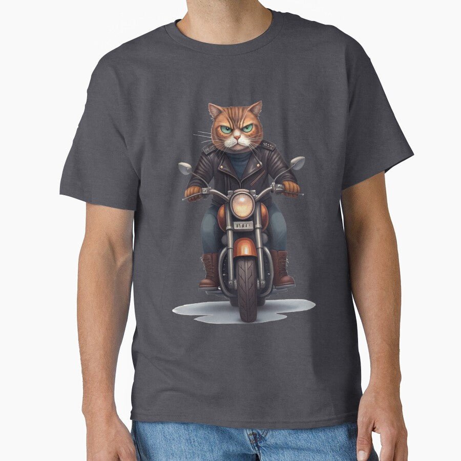 Maewtorcycle  |  Badass Cat Biker on Motorcycle by Theproxmrt T-Shirts, Hoodie, Sweatshirt | BlankRebels.com (Image 1)