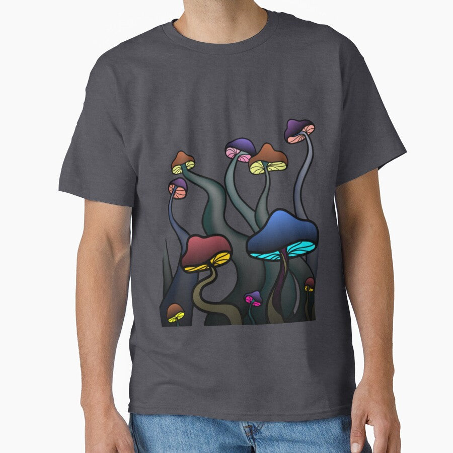 Colorful Dark Glowy Mushrooms - Version with Transparent Background for Stickers - Trippy Art by Lucidesigns... (Image 1)