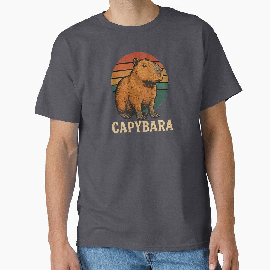 Capybara Retro Sunset by Ishi Design T-Shirts, Hoodie, Sweatshirt | BlankRebels.com (Image 1)