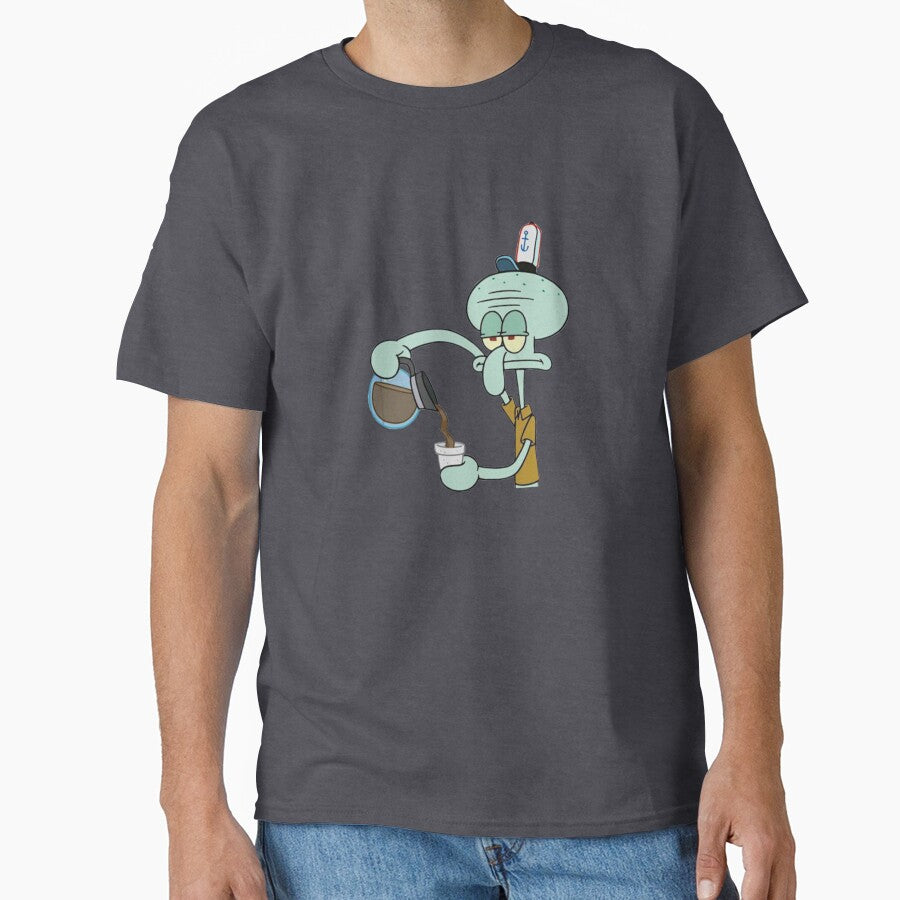 Squidward Coffee Sticker – Funny SpongeBob Octo Meme for Tired Coffee Lovers by 808 Design