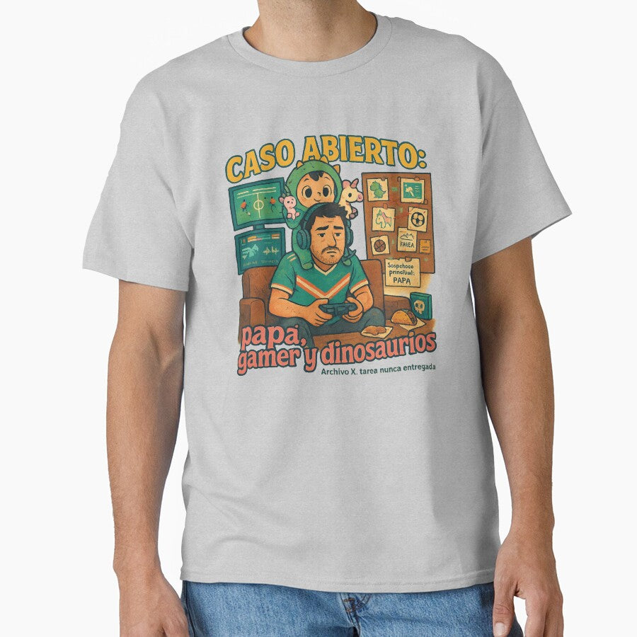 Caso Abierto: Papá Gamer y Dinosaurios Dad Gamer by POD DYNASTY | Original Print On Demand T-Shirt Graphics