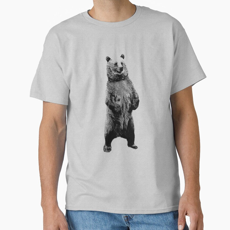Bear Standing Up. Wildlife Digital Engraving Image by Digital Eclectica T-Shirts, Hoodie, Sweatshirt (Image 1)