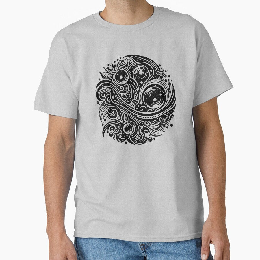 Space Galaxy Abstract Tribal Graphic Tattoo Style White Lines by twilightmagic T-Shirts, Hoodie, Sweatshirt (Image 1)