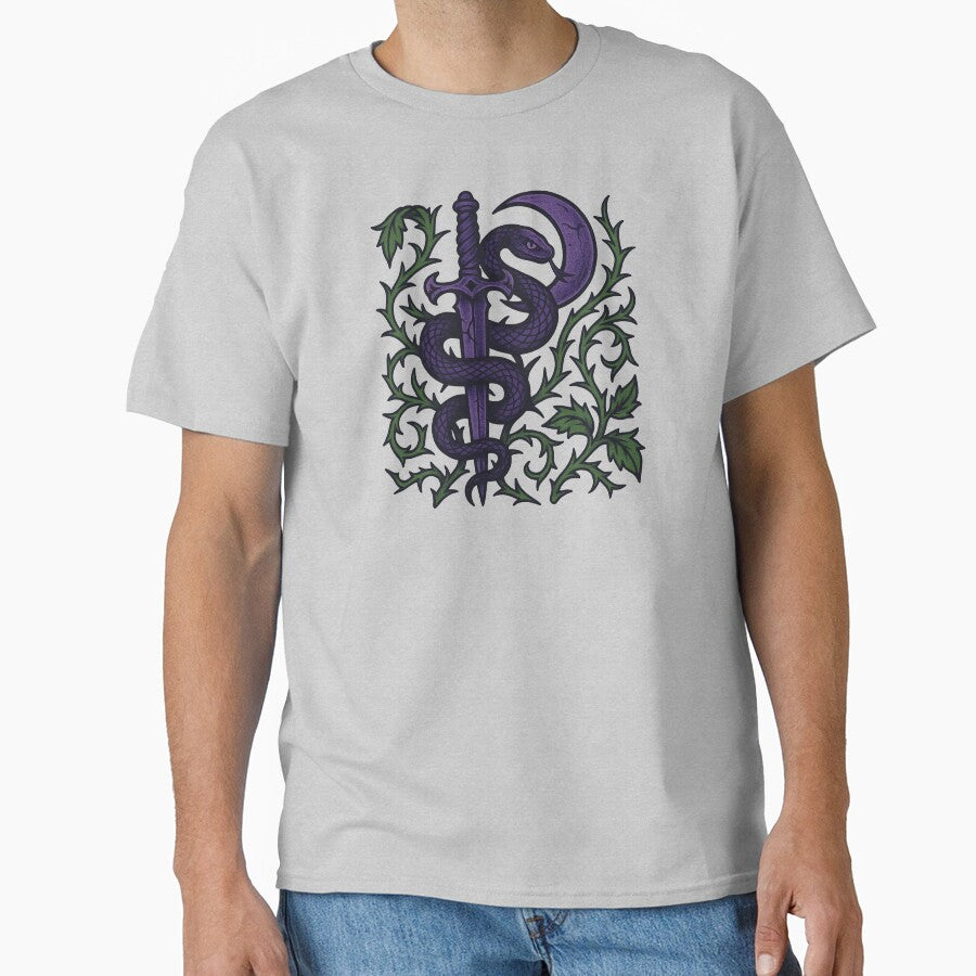 Gothic Dagger Snake Crescent Moon Purple Green by Sturdust T-Shirts, Hoodie, Sweatshirt | BlankRebels.com (Image 1)