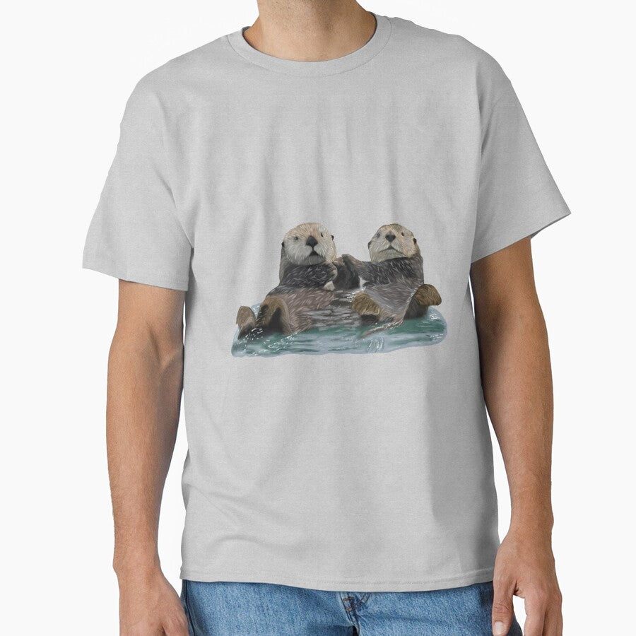 Cute Otters holding hands by Royal Red Panda T-Shirts, Hoodie, Sweatshirt | BlankRebels.com (Image 1)