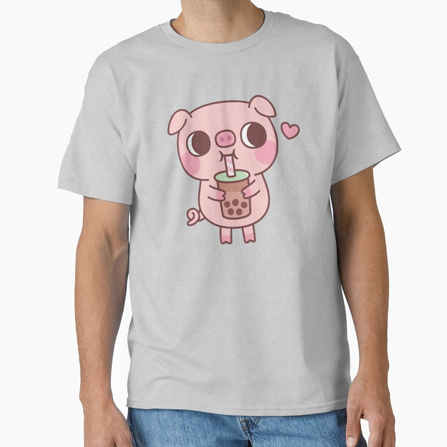 Cute Little Pig Loves Drinking Bubble Tea by rustydoodle T-Shirts, Hoodie, Sweatshirt | BlankRebels.com (Image 1)