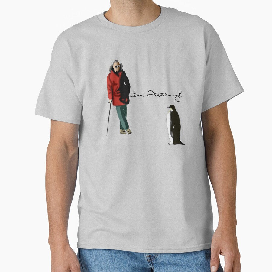 Sir David Attenborough and Penguin by made-by-bex T-Shirts, Hoodie, Sweatshirt | BlankRebels.com (Image 1)