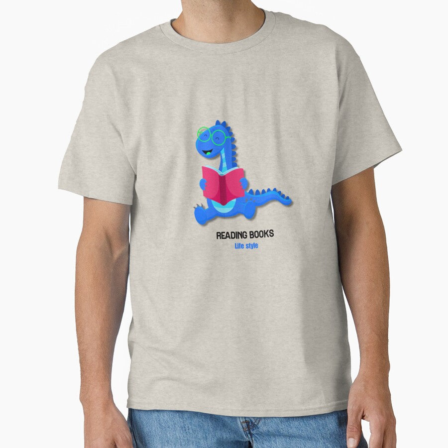 Dinosaur is reading books &it is his life style. by Humanity brush T-Shirts, Hoodie, Sweatshirt | BlankRebels.com (Image 1)