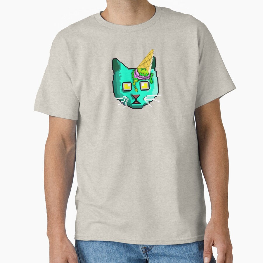 pixel cat with ice cream on the head by Sweet Bee's T-Shirts, Hoodie, Sweatshirt | BlankRebels.com (Image 1)