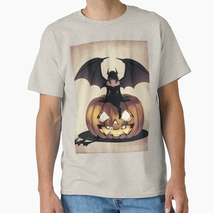 Anime Bat Girl on Halloween Pumkin by Mintibix T-Shirts, Hoodie, Sweatshirt | BlankRebels.com (Image 1)