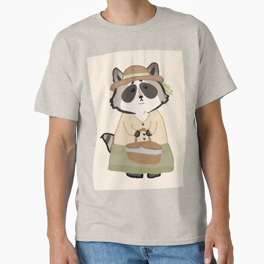 Cottagecore Aesthetic Cute Racoon Drawing by missquisha T-Shirts, Hoodie, Sweatshirt | BlankRebels.com (Image 1)