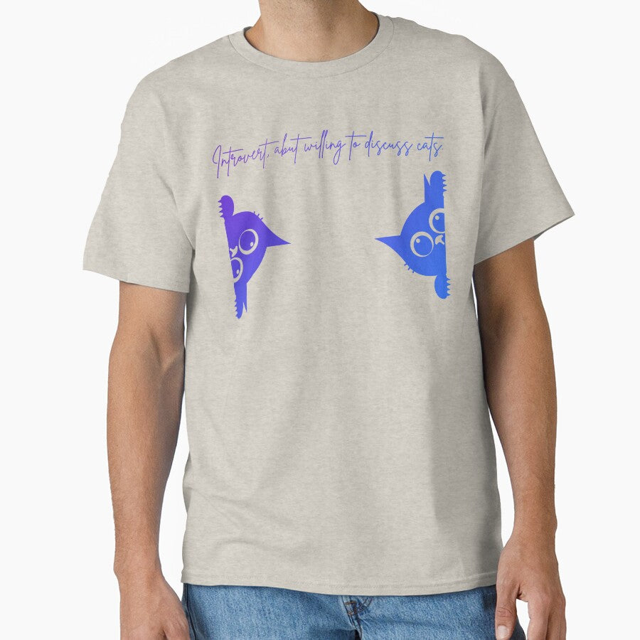 Introvert But Willing To Discuss Cats | Funny Cat Lover Meme by ShirtChaos T-Shirts, Hoodie, Sweatshirt (Image 1)