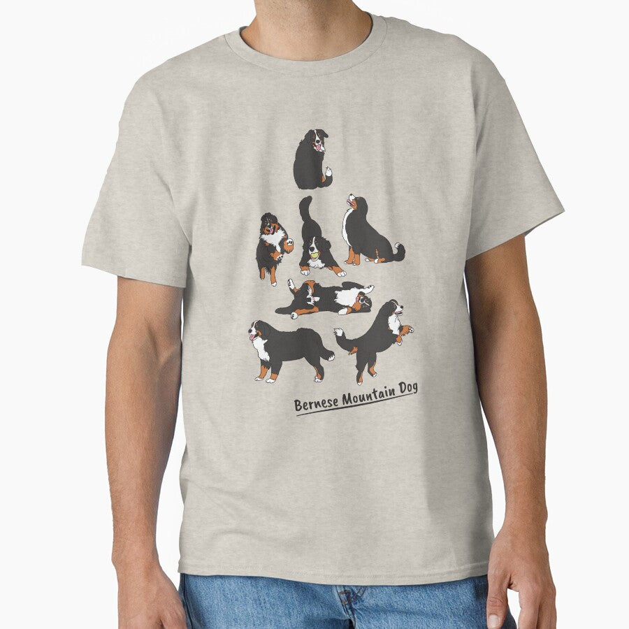 Playing Bernese Mountain Dog - Blue Background by Lulupainting T-Shirts, Hoodie, Sweatshirt | BlankRebels.com (Image 1)