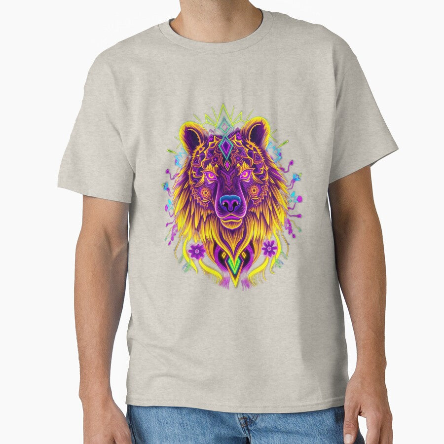Bear - Neon Geometric Beast Art - Nature & Circuit Fusion Design for T-shirt, Hoodie & Sticker by Naturalite19... (Image 1)