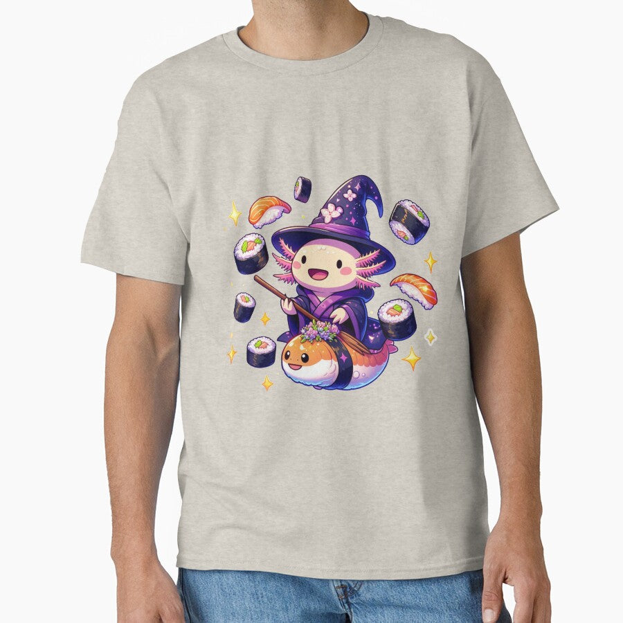 Sushi Spellcaster Axolotl – Magical Wizard Chef of the Sea by NerdiPop T-Shirts, Hoodie, Sweatshirt (Image 1)