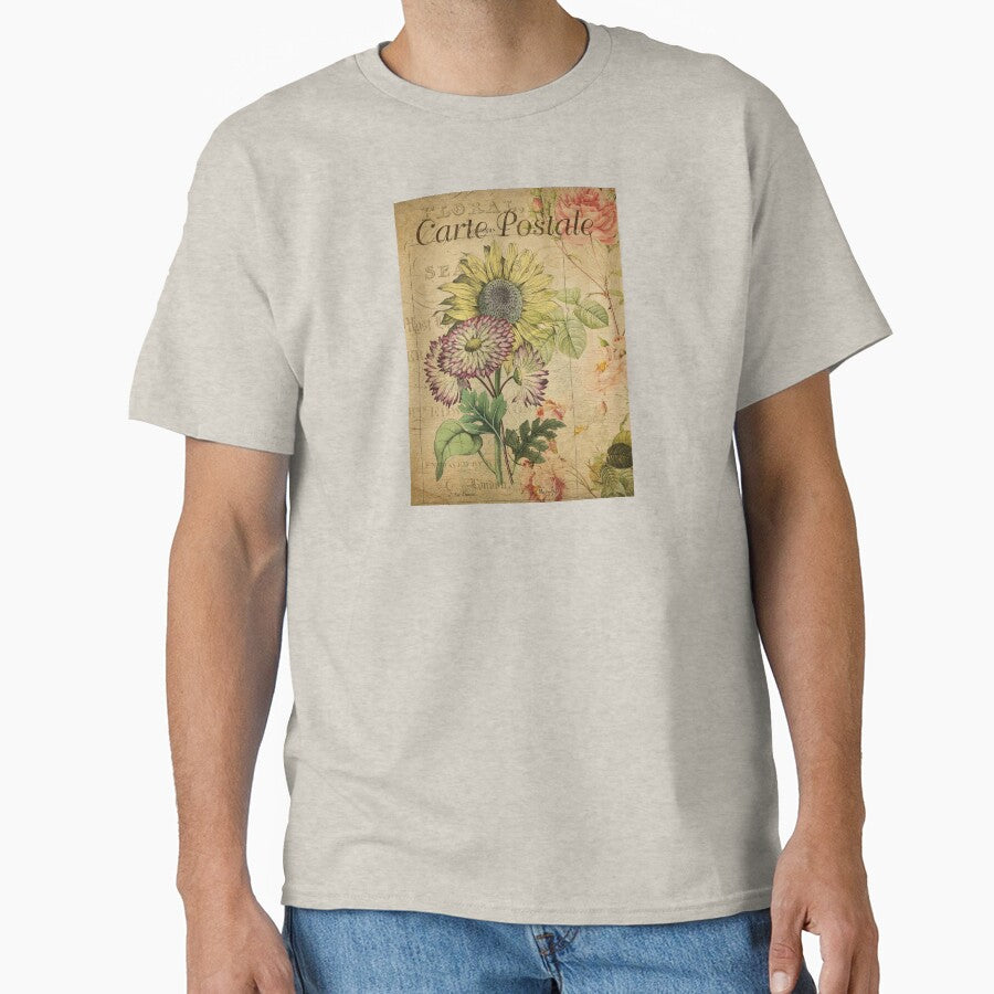 Vintage sunflower postcard style design by Lara L. Bowers T-Shirts, Hoodie, Sweatshirt | BlankRebels.com (Image 1)