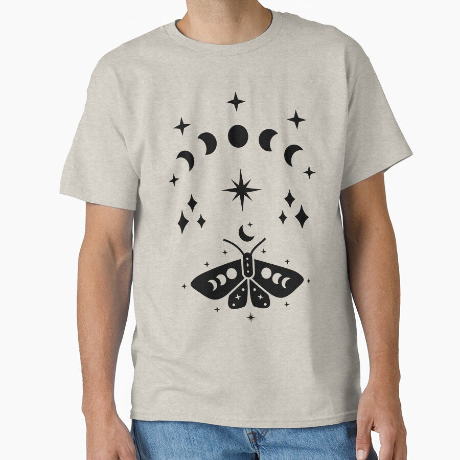 Moon Phase Moth Design - Black by BubonicCowboy T-Shirts, Hoodie, Sweatshirt | BlankRebels.com (Image 1)