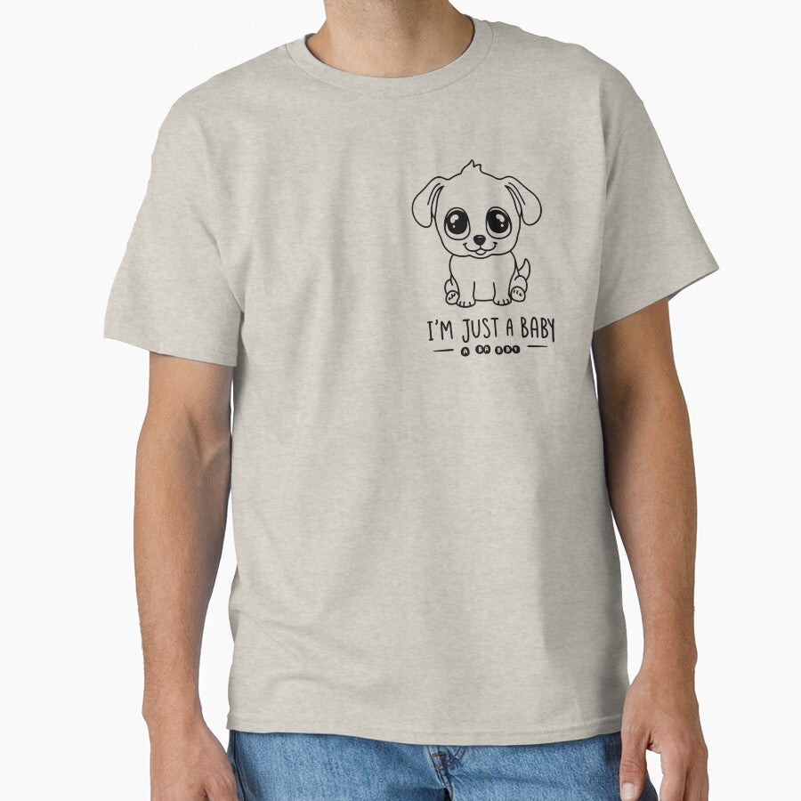 I'm Just Baby - Cute Minimalist Puppy Line Art | Aesthetic Dog Lover T-Shirt & Sweatshirt | Cozy Pet-Themed... (Image 1)