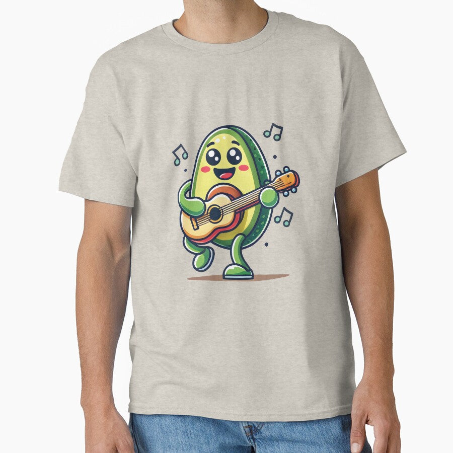 Cute Kawaii Avocado Playing Guitar by Puniiiii T-Shirts, Hoodie, Sweatshirt | BlankRebels.com (Image 1)