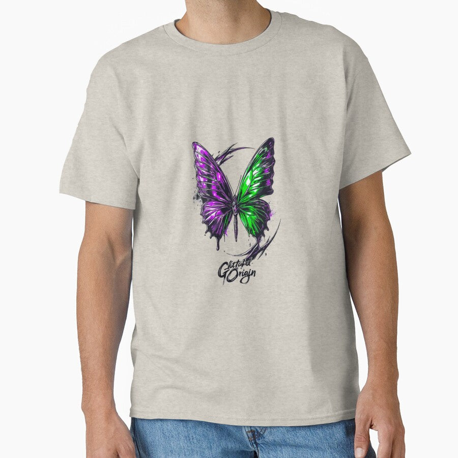 Glitched Origin Butterfly – Y2K Cyber Chrome Streetwear by Shift-Bloom T-Shirts, Hoodie, Sweatshirt (Image 1)