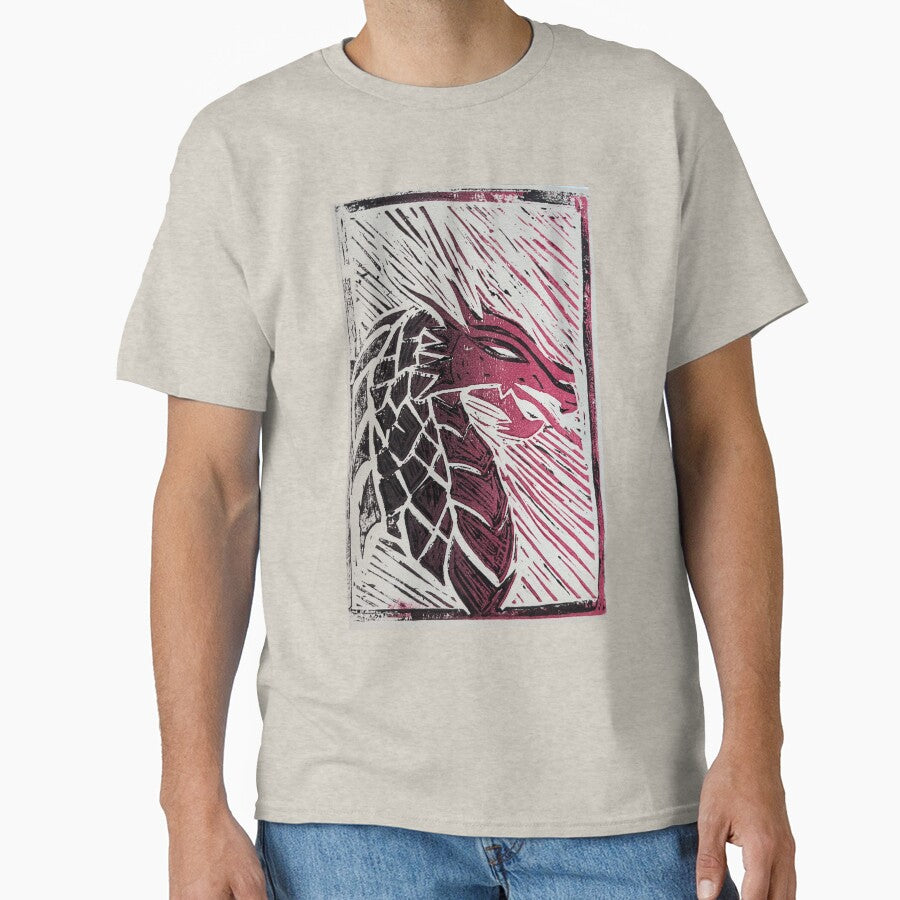 Hand Carved Dragon Lino Print by studiovienn3 T-Shirts, Hoodie, Sweatshirt | BlankRebels.com (Image 1)
