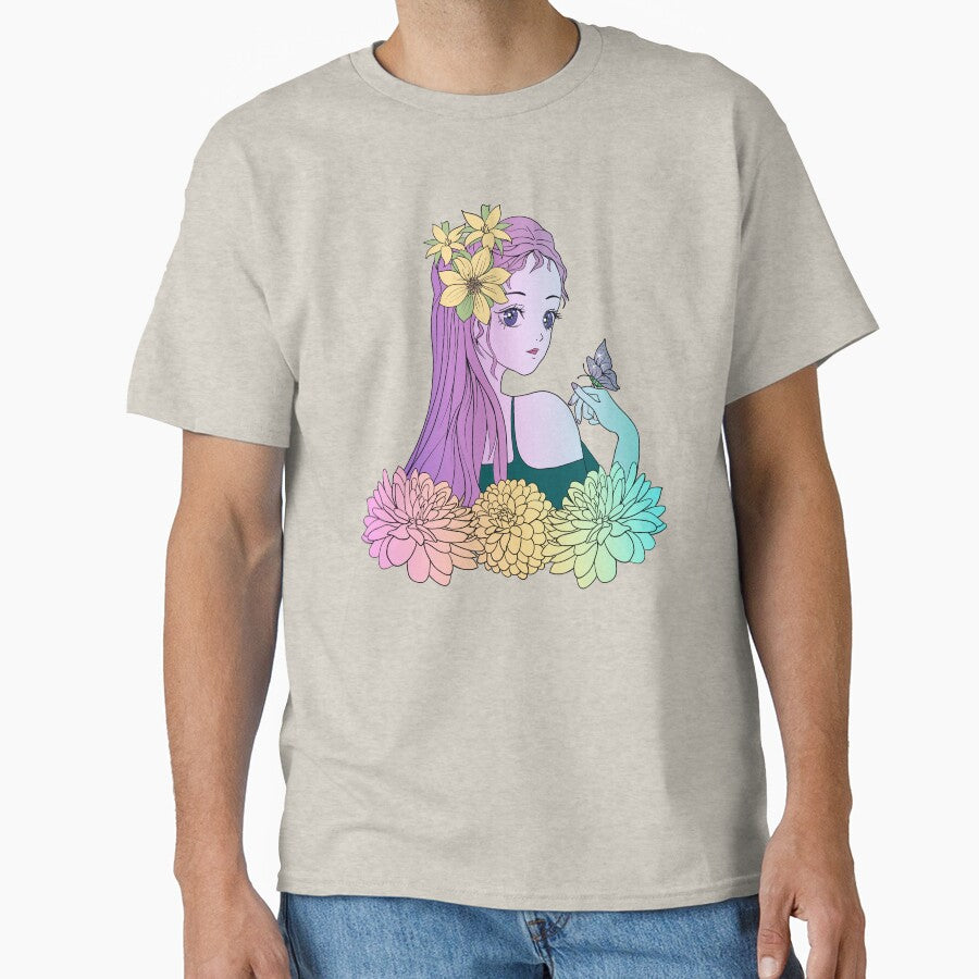 Anime girl with butterfly by Fran Fryberg T-Shirts, Hoodie, Sweatshirt | BlankRebels.com (Image 1)