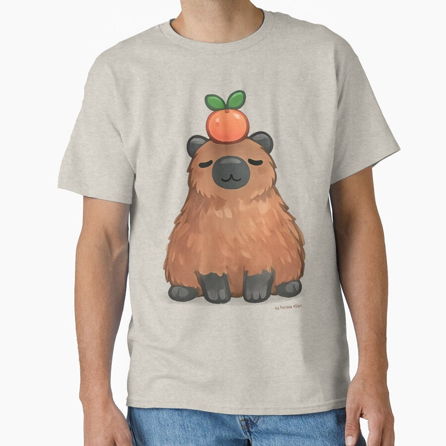 Gentle Capybara With Orange by PolianaASDart T-Shirts, Hoodie, Sweatshirt | BlankRebels.com (Image 1)
