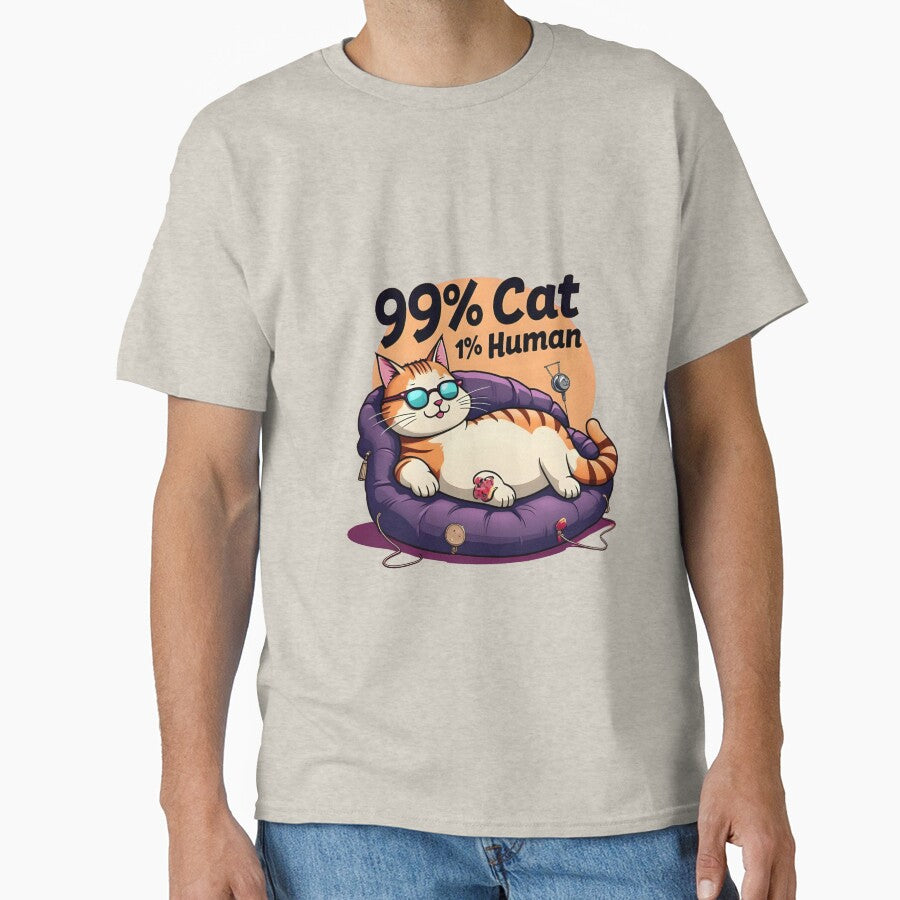 99% Cat, 1% Human – Funny Cat Lover T-Shirt Design by La Velmoréa Hoodie, Sweatshirt | BlankRebels.com (Image 1)