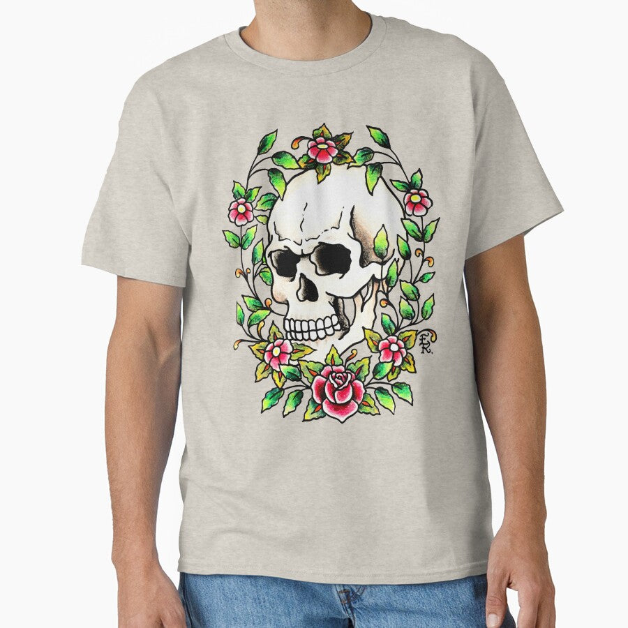 Stay Alive | Old School Skull & Rose Tattoo Art by Rauth Arte & Flash T-Shirts, Hoodie, Sweatshirt (Image 1)