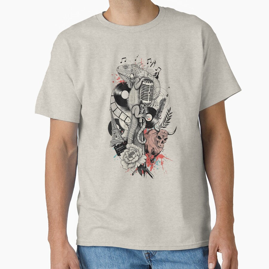 Blackwork tattoo with color splatters essential tshirt by anandsiva2703 Hoodie, Sweatshirt | BlankRebels.com (Image 1)