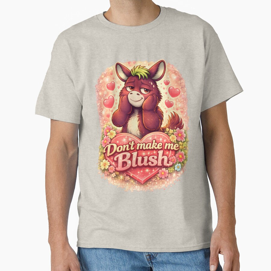 Funny Life of Donkey Cartoon with text "Don't Make me Blush" | Sarcastic Human Mind Humor Illustration |... (Image 1)