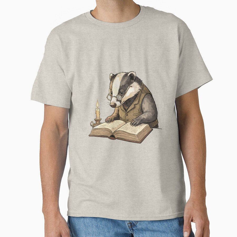 Vintage Dark Academia: Spectacled Badger Scholar by bapupa T-Shirts, Hoodie, Sweatshirt | BlankRebels.com (Image 1)