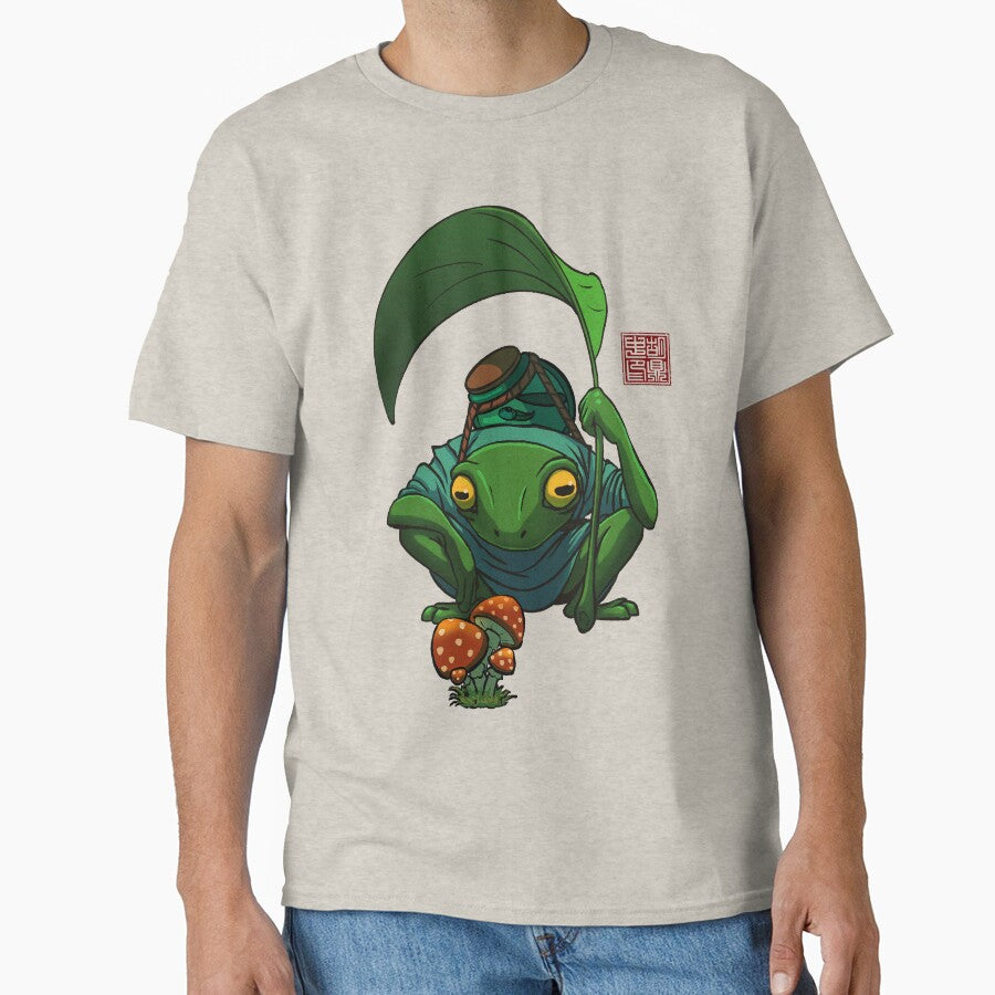 Frog His Son Inspecting Mushroom Drawing T-Shirts, Hoodie, Sweatshirt