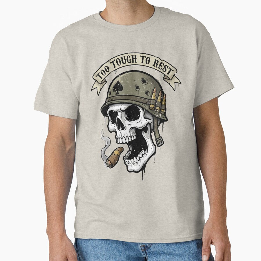 Too Tough To Rest Skull - Grunge Style by Skulls & Calaveras T-Shirts, Hoodie, Sweatshirt | BlankRebels.com (Image 1)
