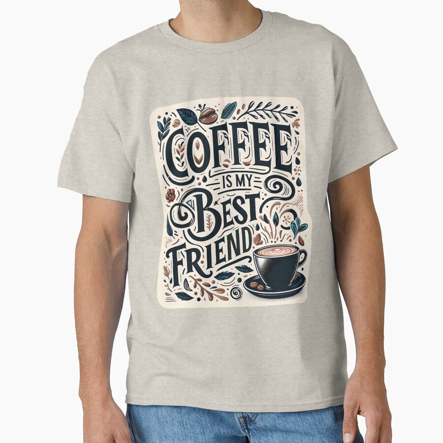 Coffee is my best friend, typography by maxmaj T-Shirts, Hoodie, Sweatshirt | BlankRebels.com (Image 1)
