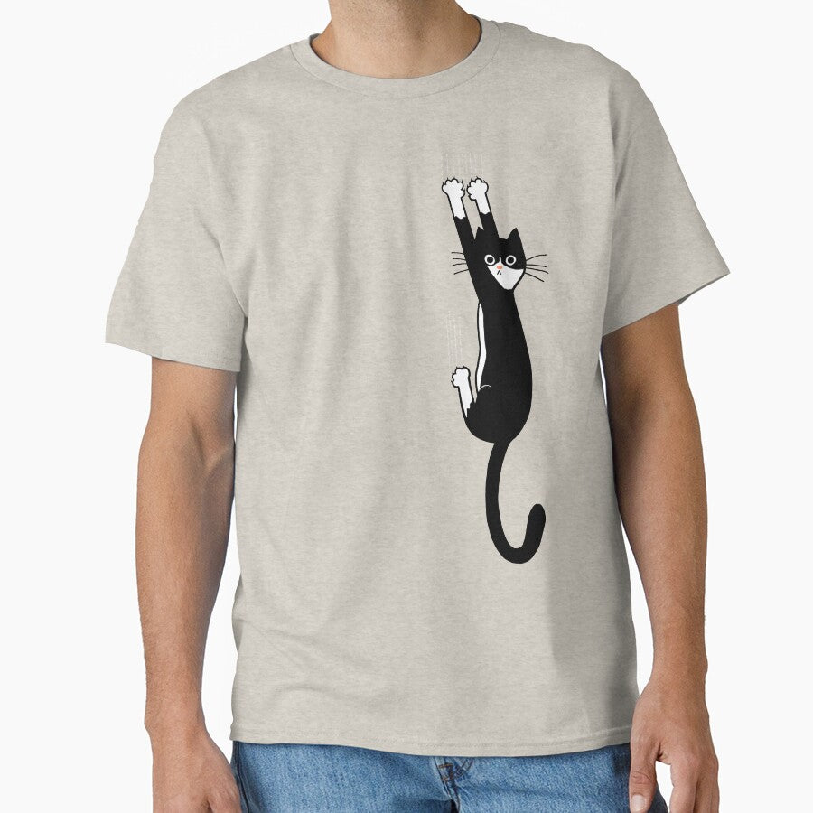 Black White Cat Hanging Funny Tuxedo Cat T-Shirts, Hoodie, Sweatshirt