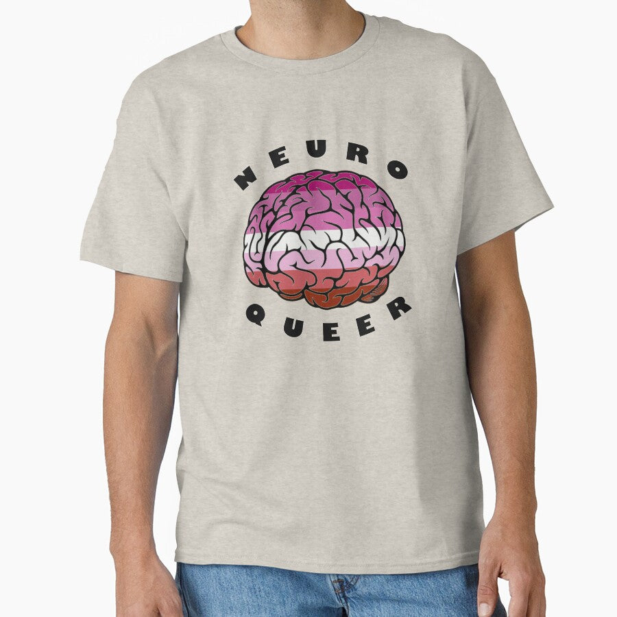 Neuroqueer Brain - Lipstick Lesbian Colors by AutisticBanshee T-Shirts, Hoodie, Sweatshirt | BlankRebels.com (Image 1)