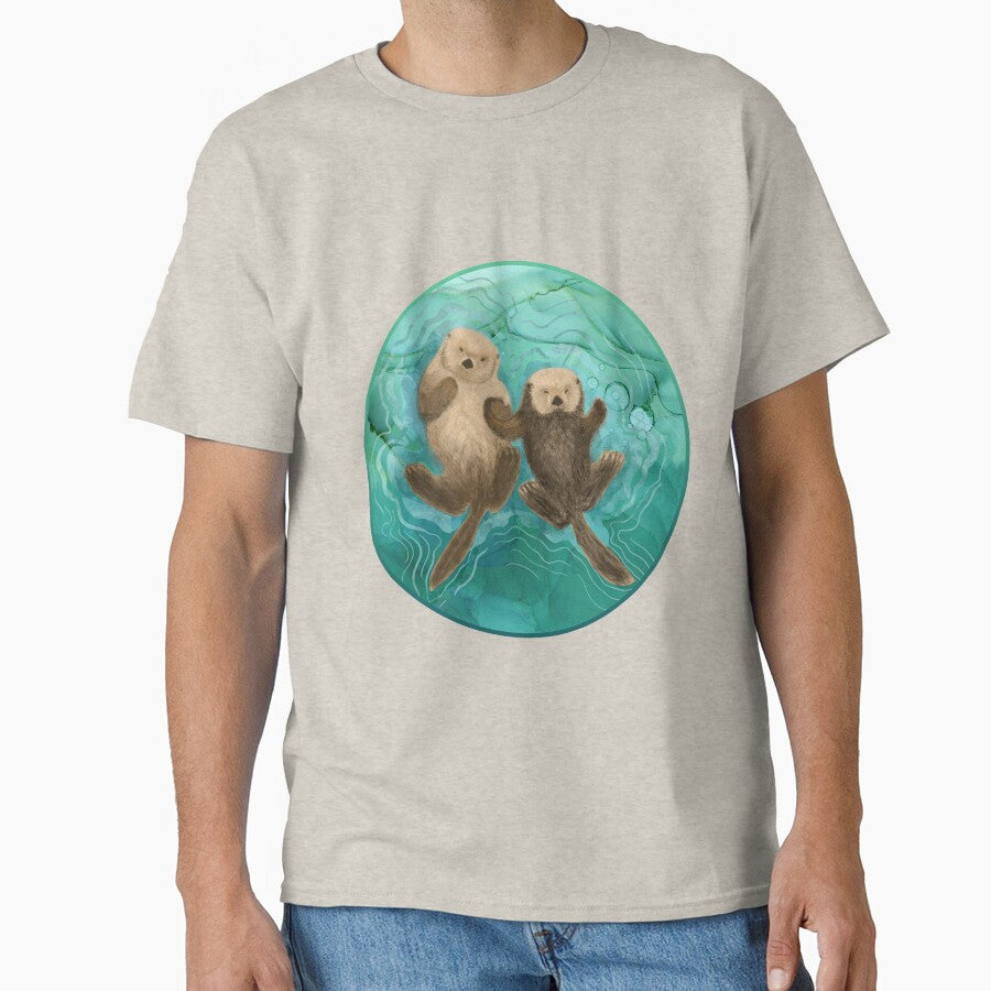 Otters holding hands - mommy and baby by Andreea Dumez T-Shirts, Hoodie, Sweatshirt | BlankRebels.com (Image 1)