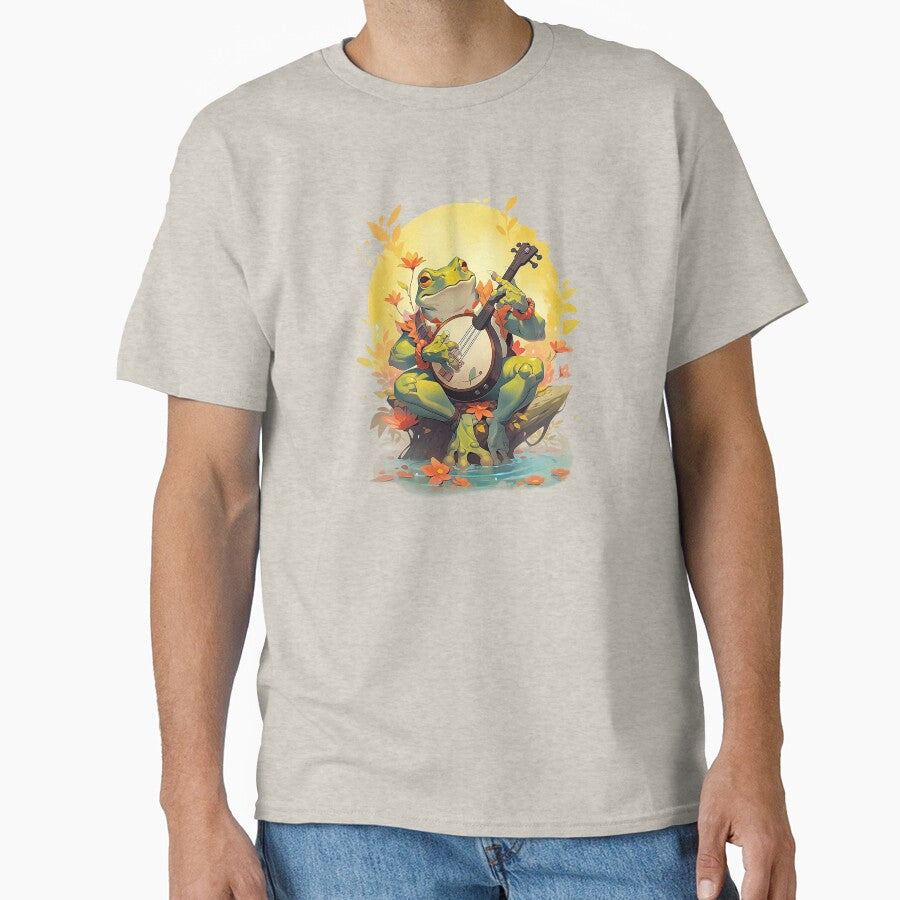 Cottagecore frog playing banjo by the lake by Remek-Design T-Shirts, Hoodie, Sweatshirt | BlankRebels.com (Image 1)