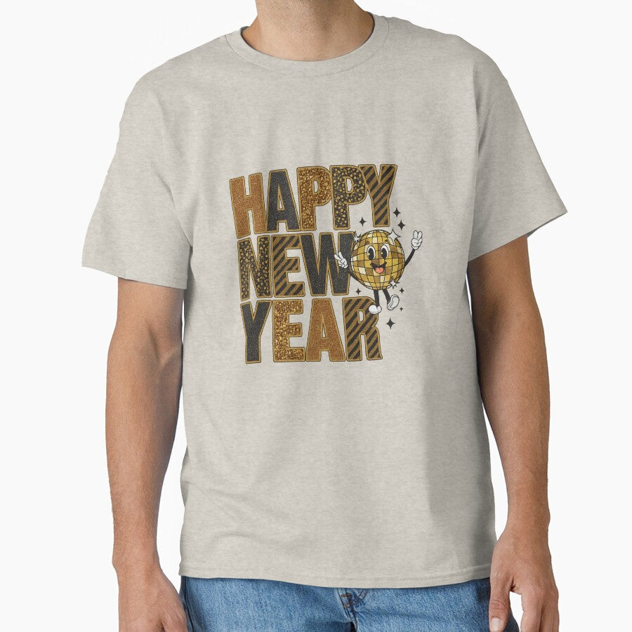 Elegant Happy New Year Typography • Sparkle Stars New Year Celebration Design by EverlaPrints T-Shirts, Hoodie,... (Image 1)